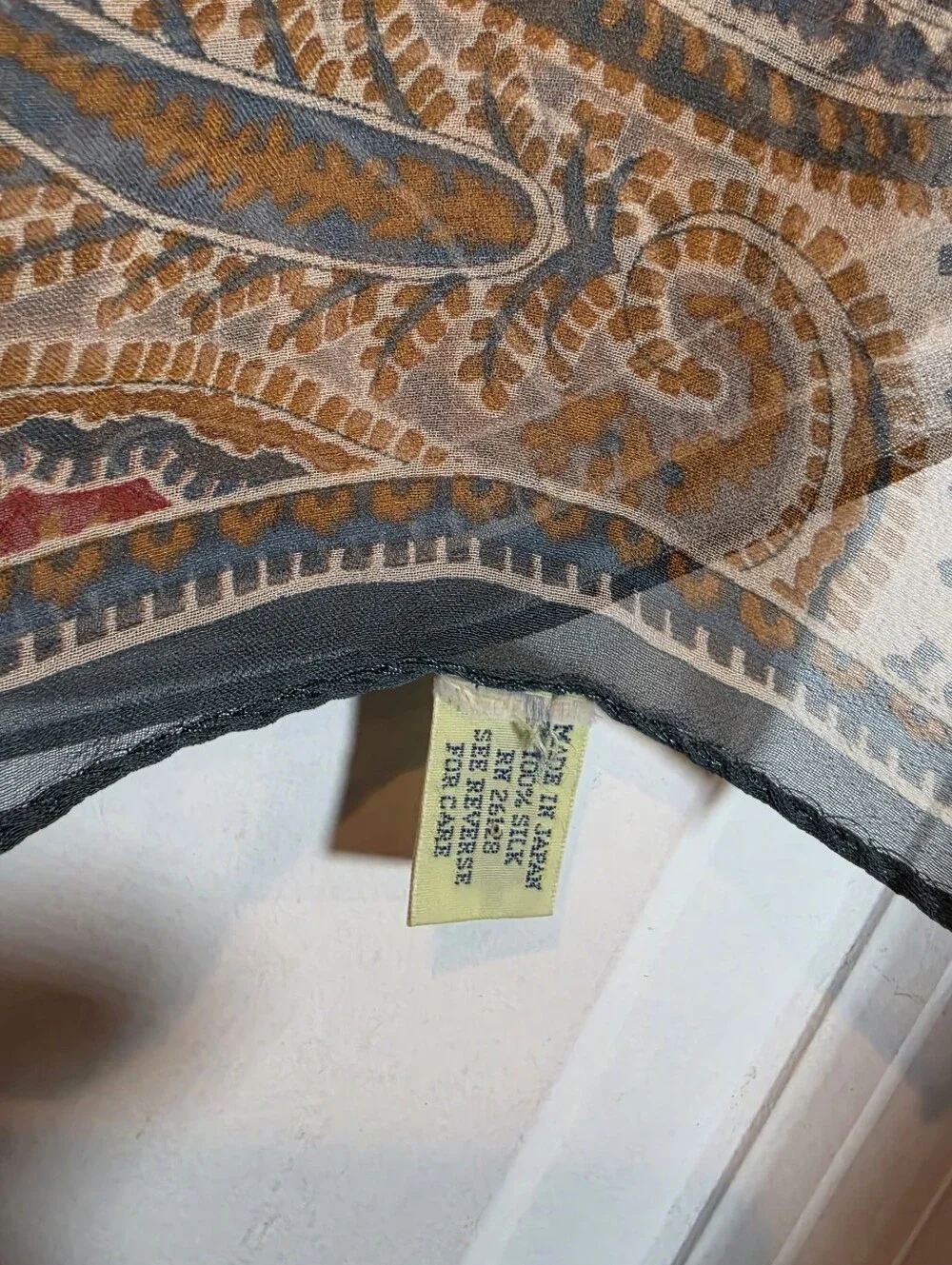 Vintage Paisley Patterned Sheer Silk Scarf Made In Japan